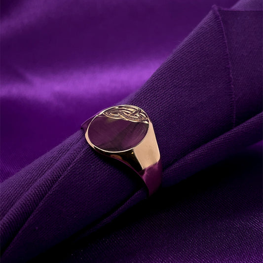 9ct Gold Gents Oval Signet Ring GR456