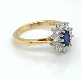 18ct Gold Sapphire & Diamond 0.50ct Cluster Ring GRS229
