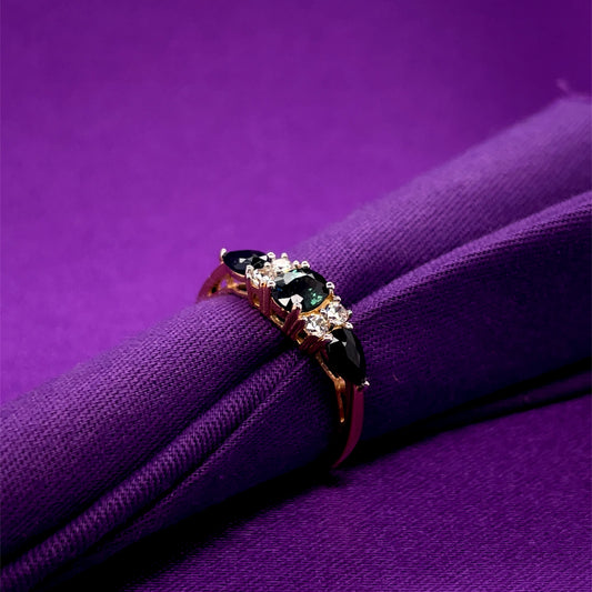 9ct Gold Real Sapphire & CZ Ring GRS277