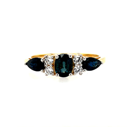 9ct Gold Real Sapphire & CZ Ring GRS277