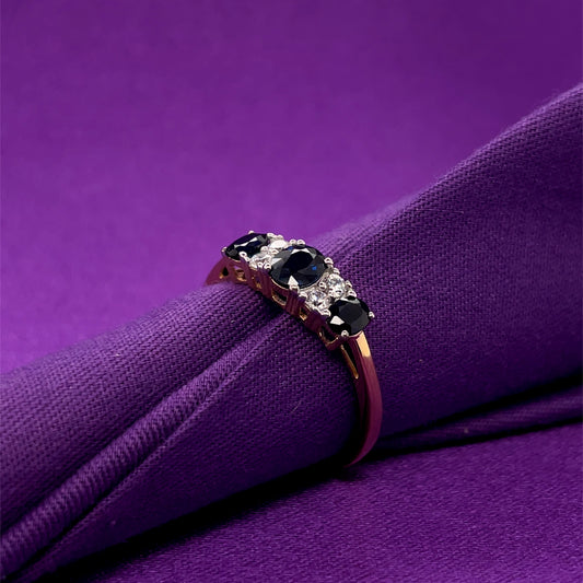 9ct Gold Real Sapphire & CZ Ring GRS278