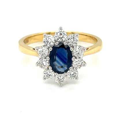 18ct Gold Sapphire & Diamond 0.75ct Cluster Ring GRS242