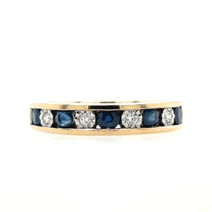 9ct Gold Sapphire & Diamond Channel Eternity Ring GRS269