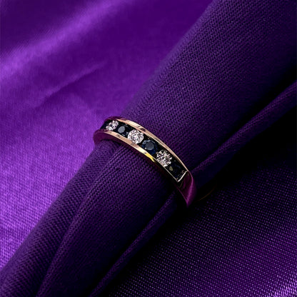 9ct Gold Sapphire & Diamond Channel Eternity Ring GRS269