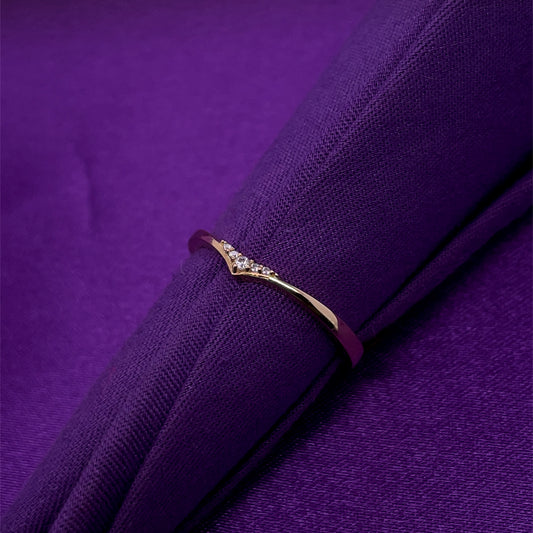 9ct Gold CZ Wishbone Ring GRA091