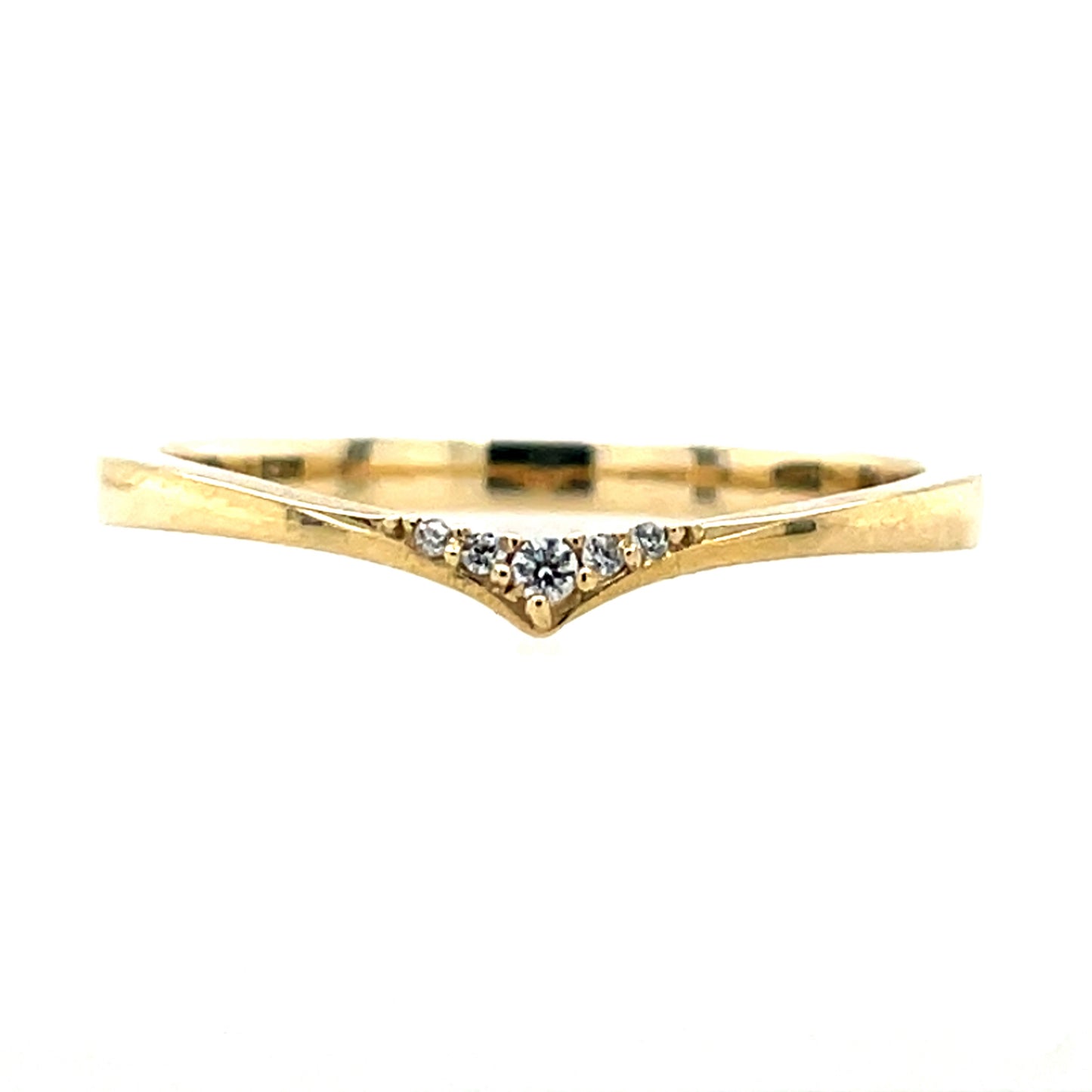 9ct Gold CZ Wishbone Ring GRA091