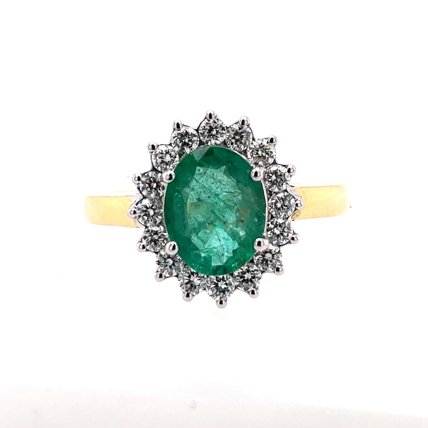 18ct Gold Emerald & Diamond 0.50ct Cluster Ring GRE097