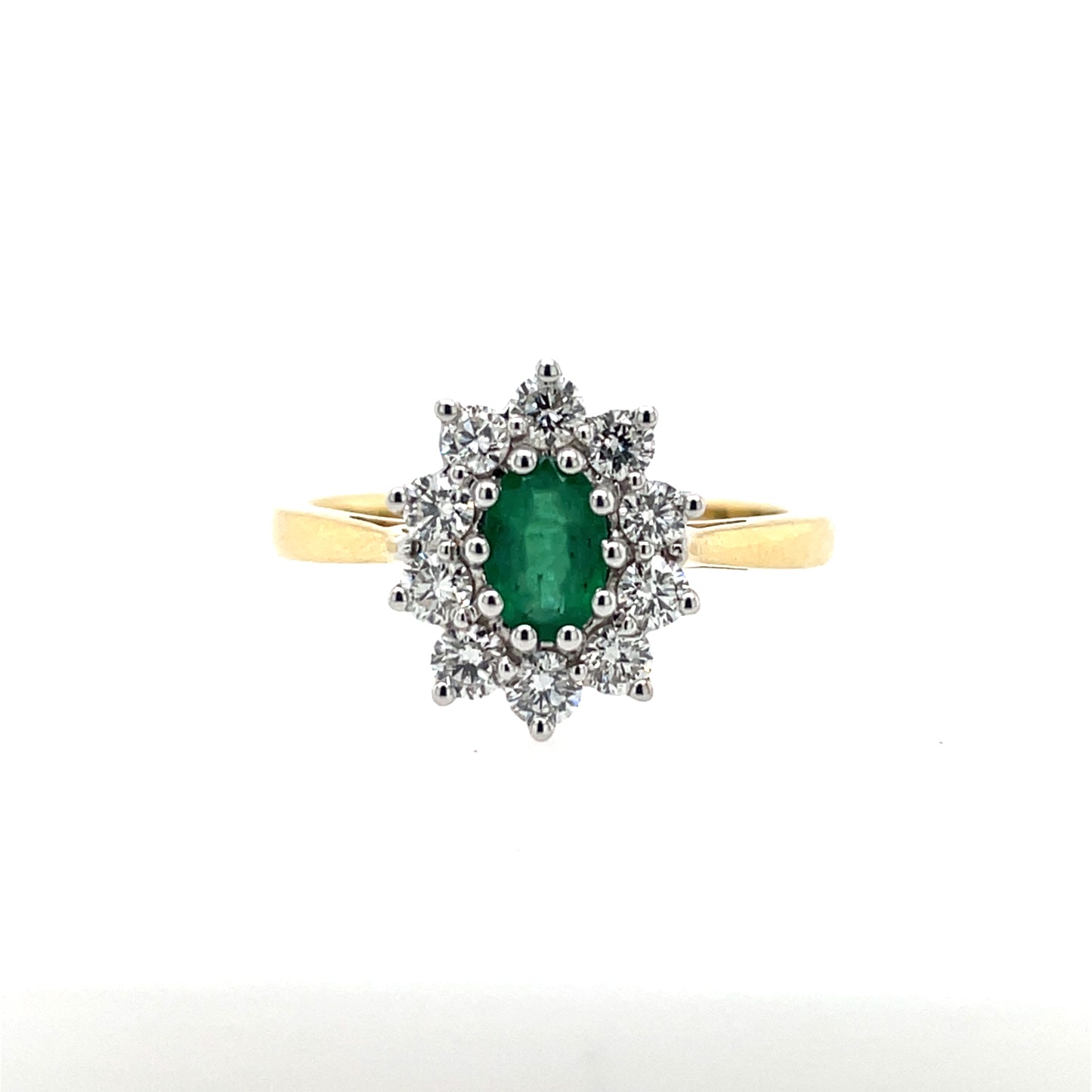 18ct Gold Emerald & Diamond 0.50ct Cluster Ring GRE125