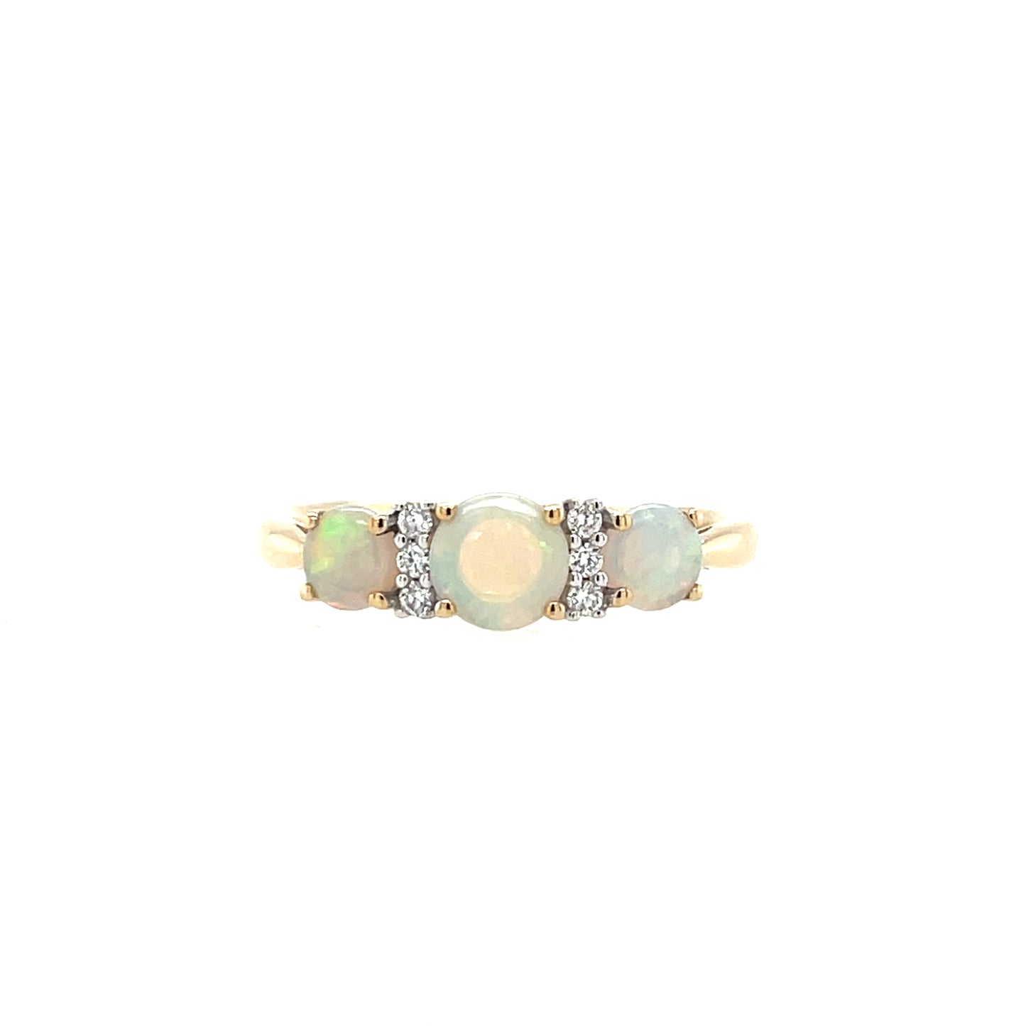 9ct Gold Real Opal  & Diamond Ring GRL81