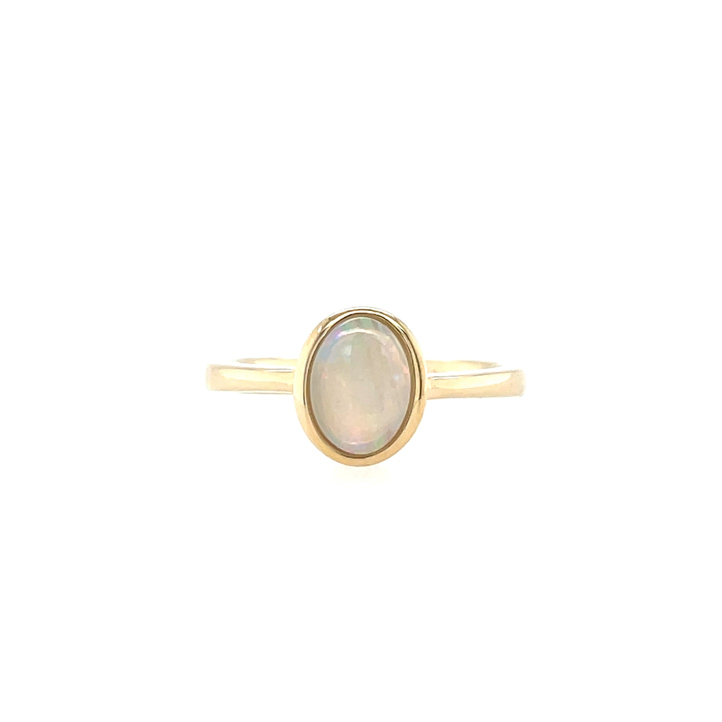 9ct Gold Real Opal Rubover Ring GRL82