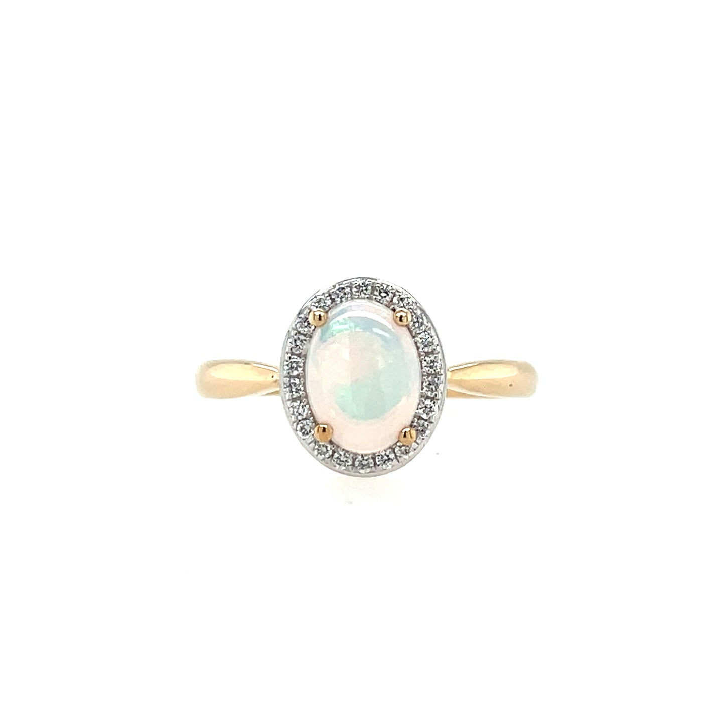 9ct Gold Real Opal  & Diamond Ring GRL83