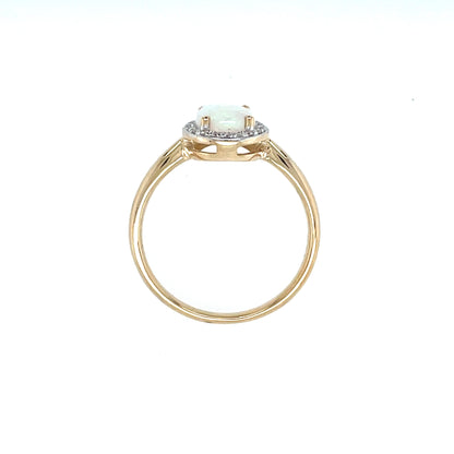 9ct Gold Real Opal  & Diamond Ring GRL83