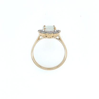 9ct Gold Real Opal  & Diamond Ring GRL84