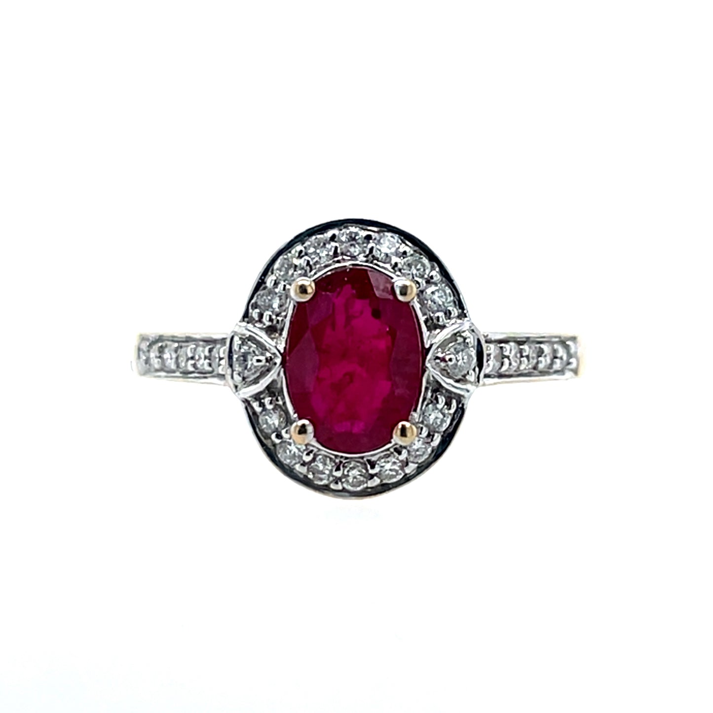 9ct Gold Ruby & Diamond Vintage Cluster Ring GRR038