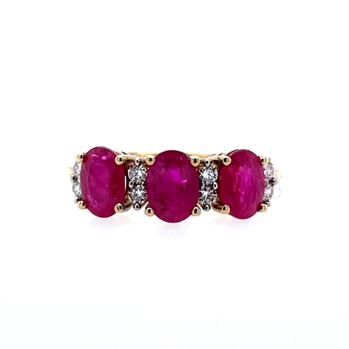 9ct Gold Ruby & Diamond Trilogy Ring GRR053