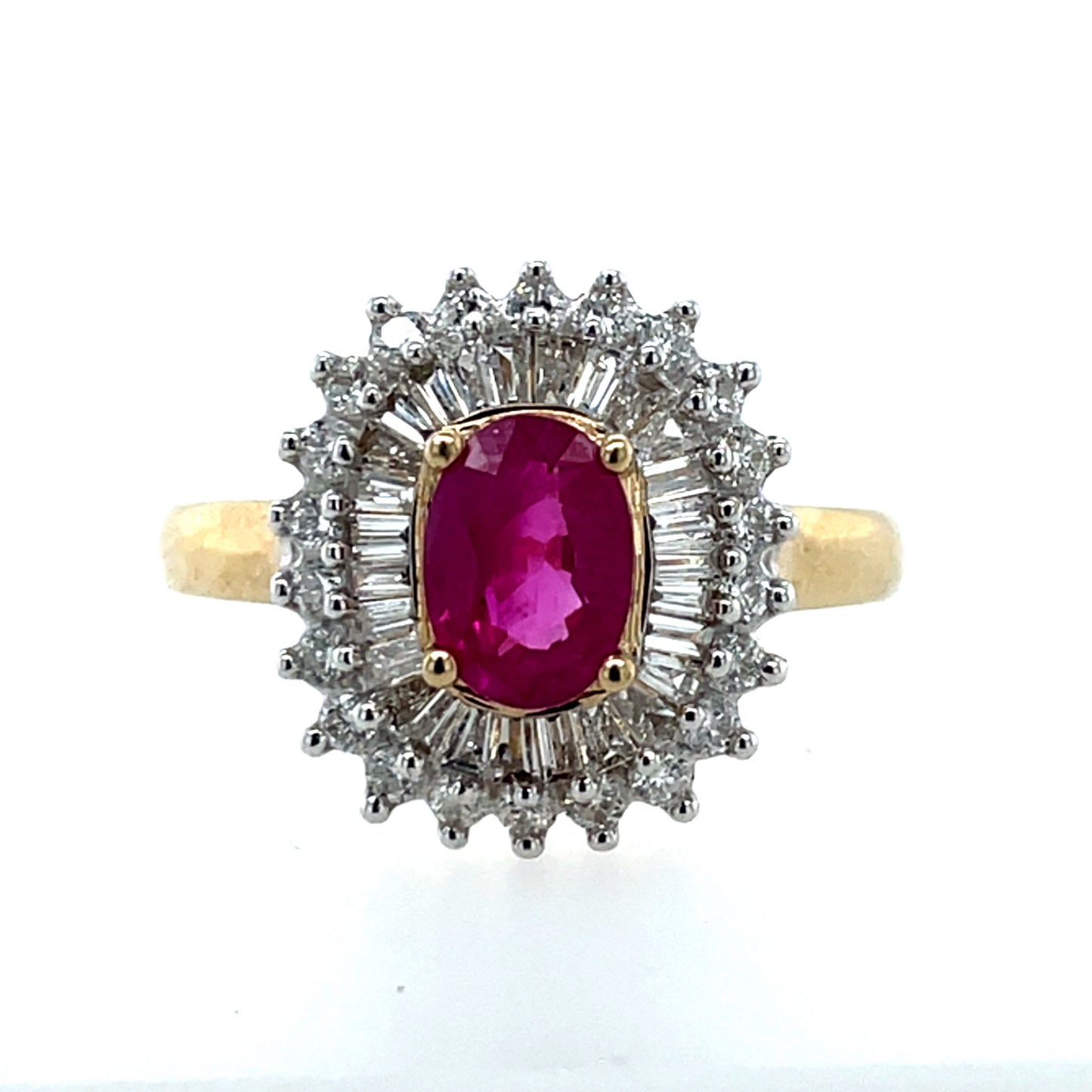 9ct Gold Ruby & Diamond Double Cluster Ring GRR067