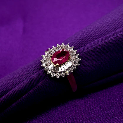 9ct Gold Ruby & Diamond Double Cluster Ring GRR067