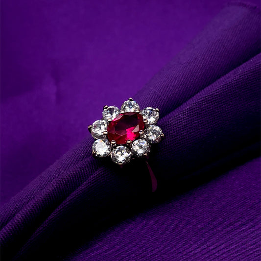 9ct Gold  Ruby & CZ Large Cluster Ring GRR078