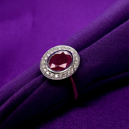 9ct Gold Ruby & Diamond Vintage Pavé Cluster Ring GRR097