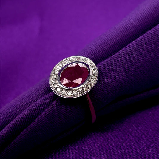 9ct Gold Ruby & Diamond Vintage Pavé Cluster Ring GRR097