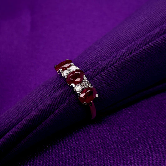 14ct Gold Ruby & Diamond  Trilogy Ring GRR098