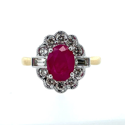 9ct Gold Ruby & Diamond 0.50ct Vintage Lace Ring GRR109