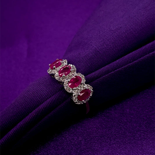 9ct Gold Ruby & Diamond Four Halo Ring GRR140