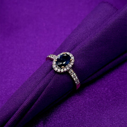 18ct Gold Sapphire & Diamond Pavé Cluster Ring GRS115