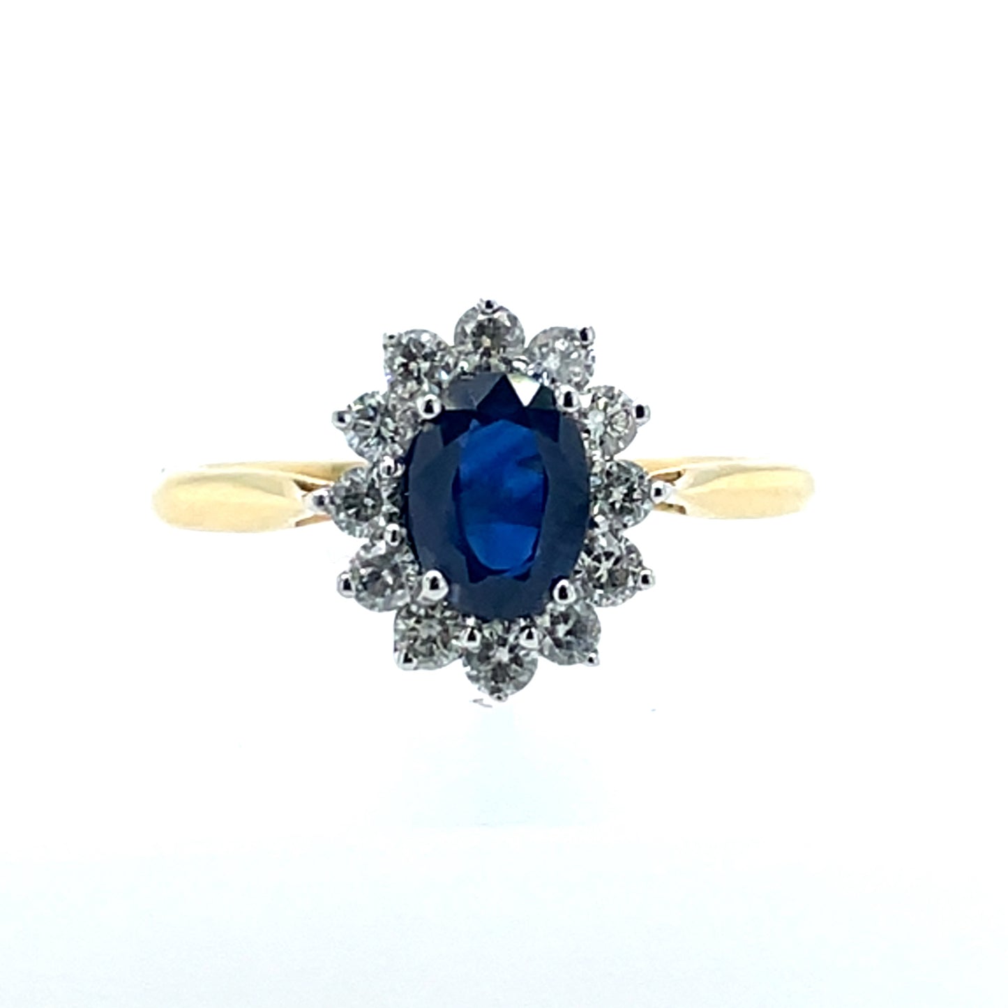18ct Gold 1.00ct Sapphire & Diamond Cluster Ring GRS126