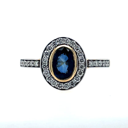 18ct Gold Sapphire & Diamond Pavé Cluster Ring GRS161