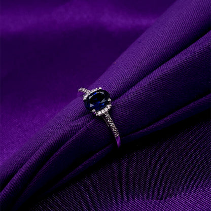 9ct White Gold Created Sapphire & CZ Ring GRS215