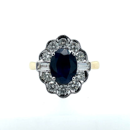 14ct Gold Sapphire & Diamond 1.00ct Vintage Lace Ring GRS224
