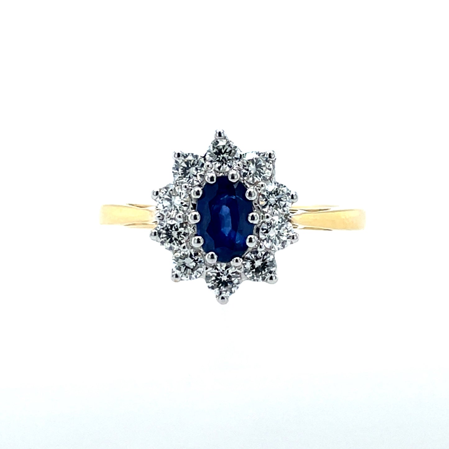 18ct Gold Sapphire & Diamond 0.50ct Cluster Ring GRS229