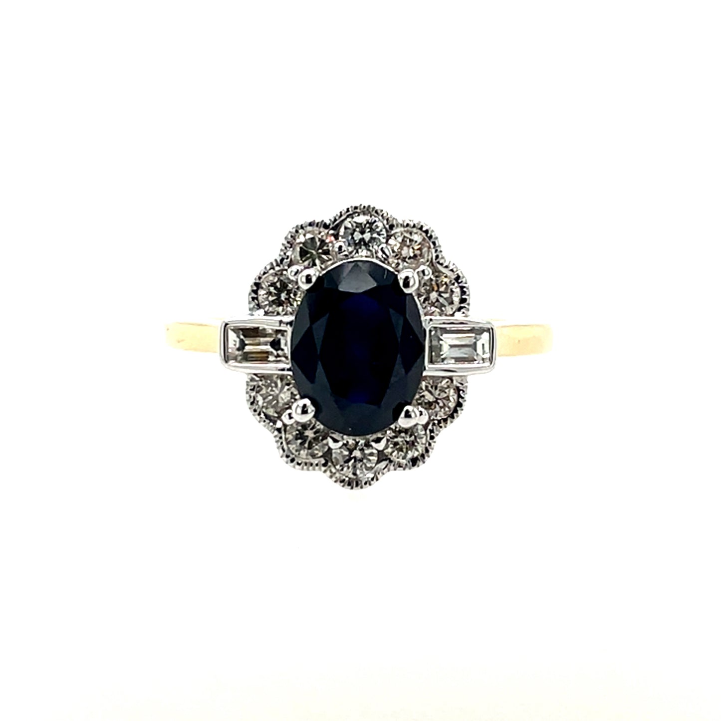 9ct Gold Sapphire & Diamond 0.50ct Vintage Lace Ring GRS234