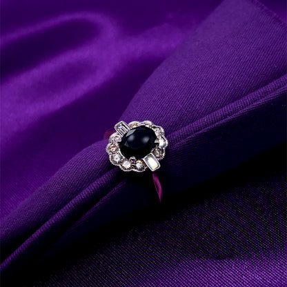 9ct Gold Sapphire & Diamond 0.50ct Vintage Lace Ring GRS234