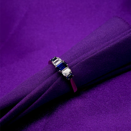 9ct Yellow Gold Lab Grown Sapphire & Diamond Five Stone Ring GRS239