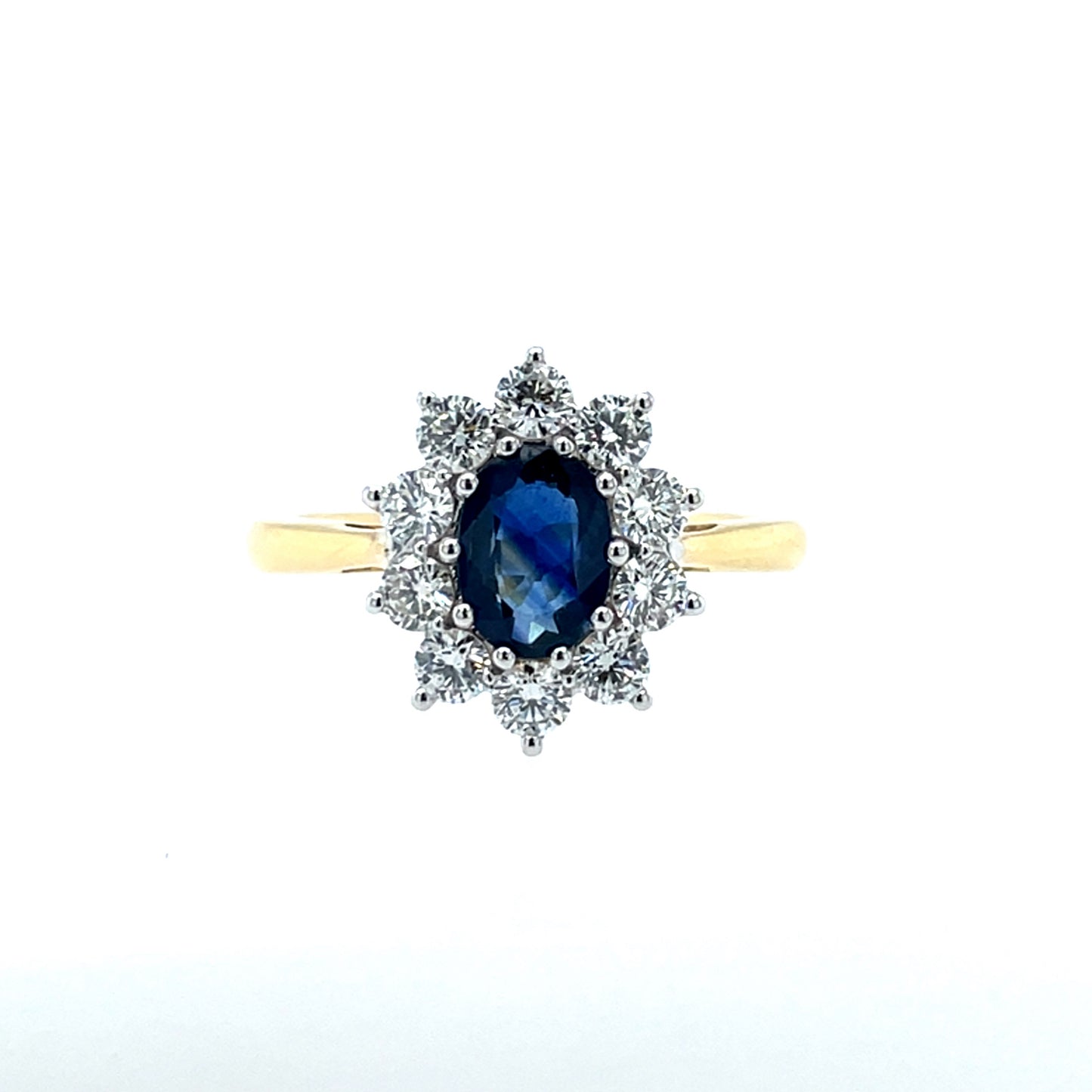 18ct Gold Sapphire & Diamond 0.75ct Cluster Ring GRS242