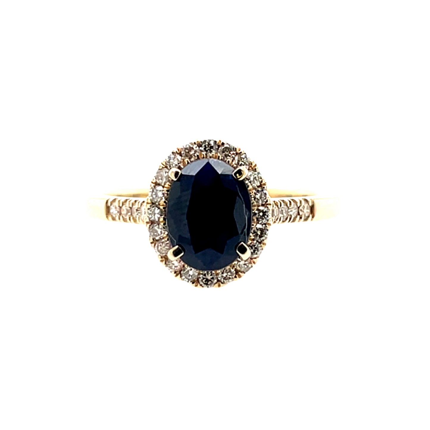9ct Gold Sapphire & Diamond Halo Ring GRS259