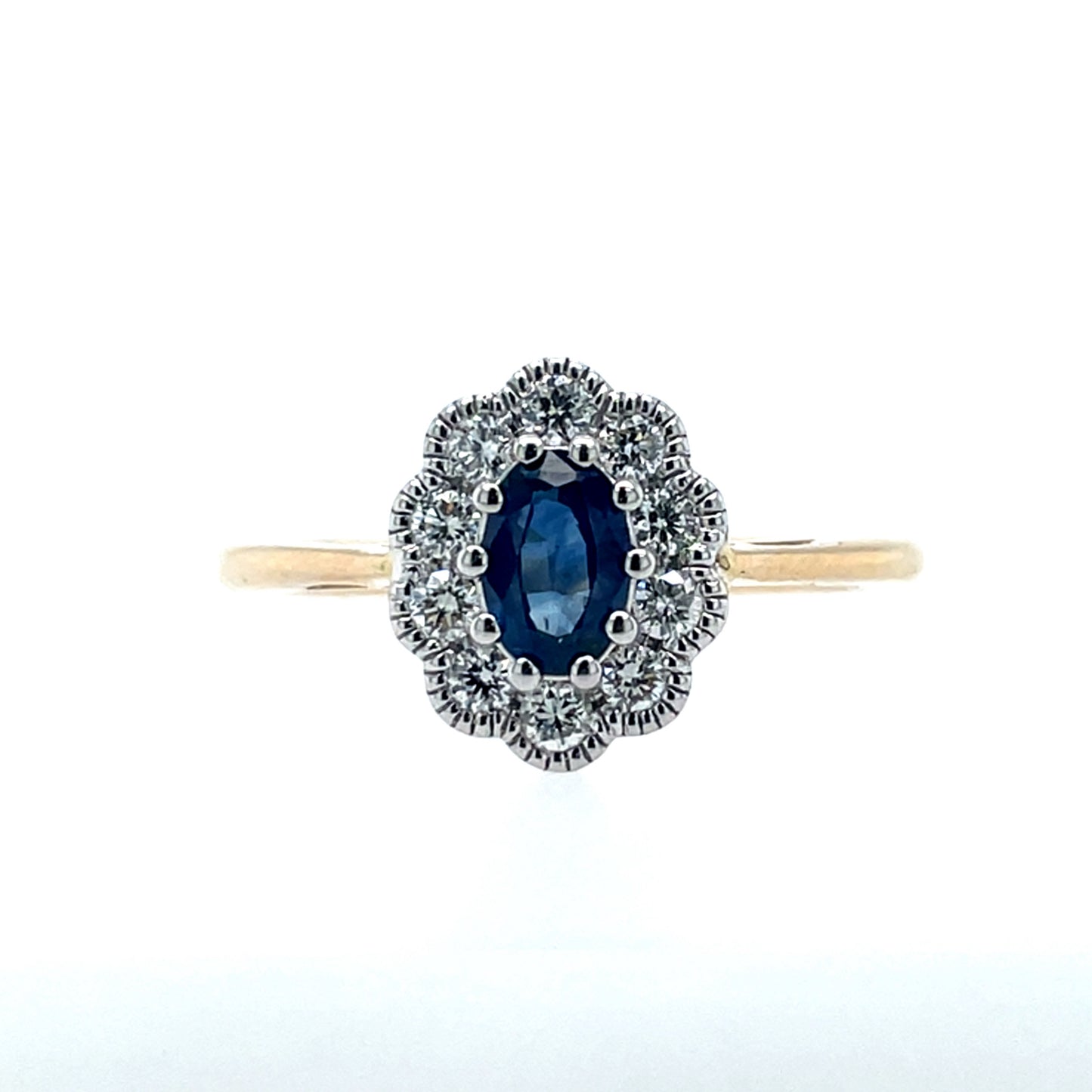 9ct Gold Sapphire & Diamond Vintage Cluster Ring GRS264