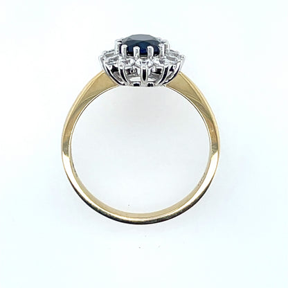 9ct Gold Created Sapphire & CZ Cluster Ring GRS293