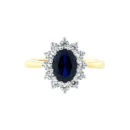9ct Gold Created Sapphire & CZ Cluster Ring GRS293