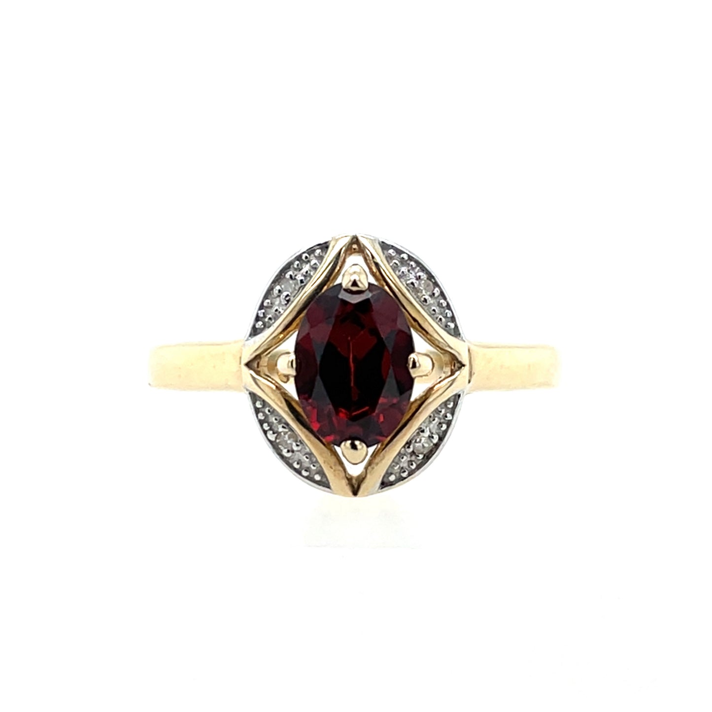 9ct  Gold Garnet & Diamond Ring GRX178
