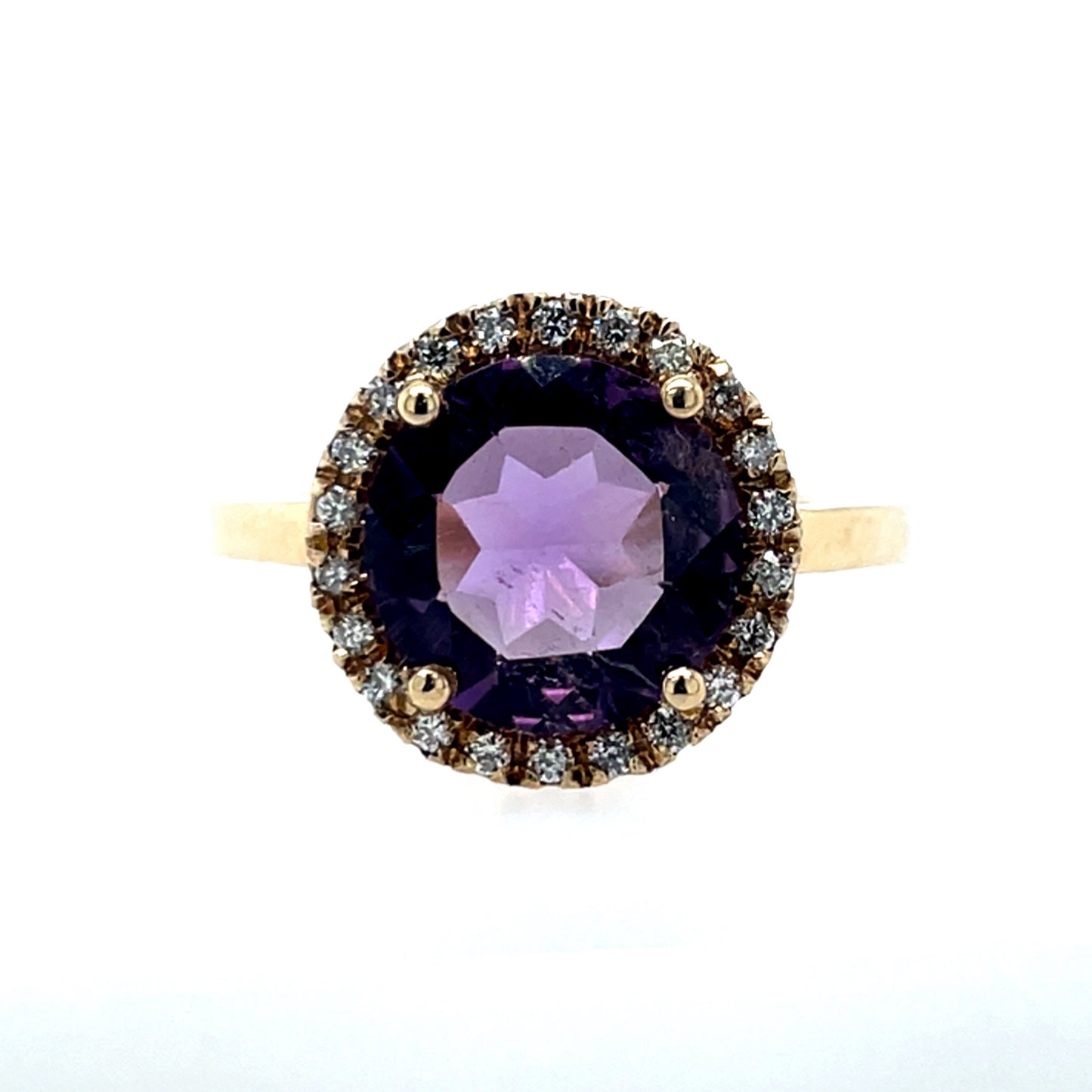 9ct Gold Amethyst & Diamond Halo Ring GRX218