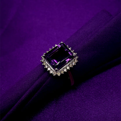 9ct Gold Amethyst & Diamond Cocktail Ring GRX230