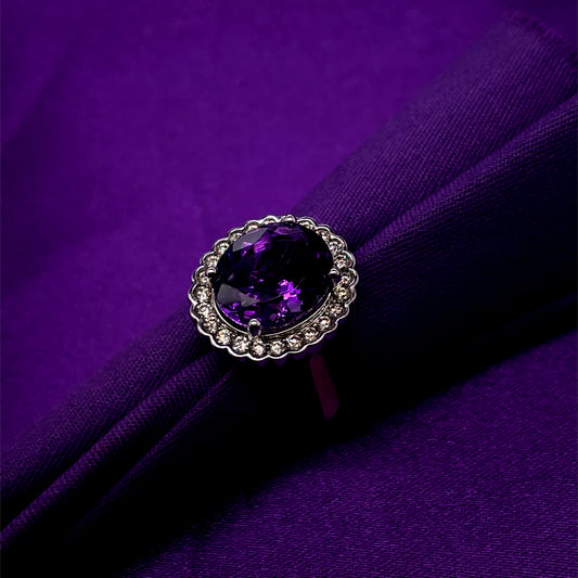 9ct Gold Amethyst & Diamond Cocktail Ring GRX240