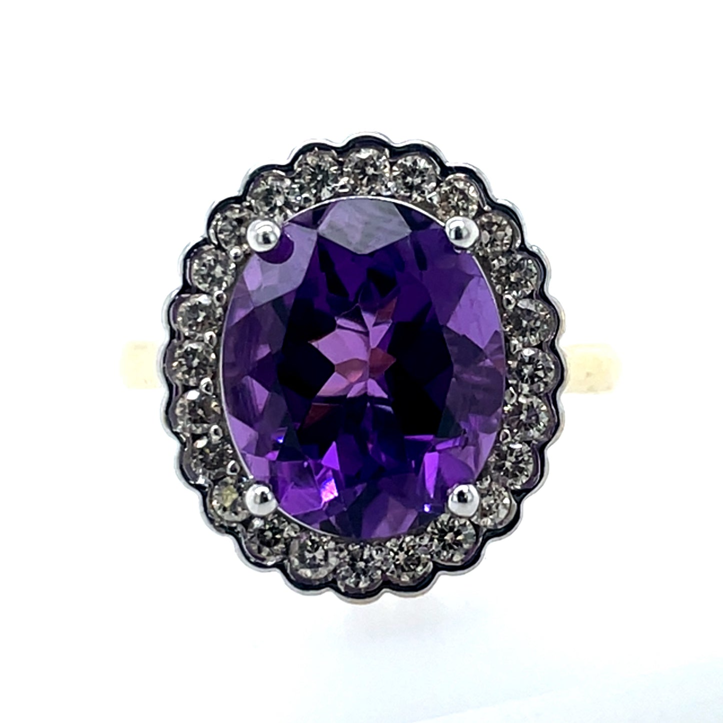 9ct Gold Amethyst & Diamond Cocktail Ring GRX240
