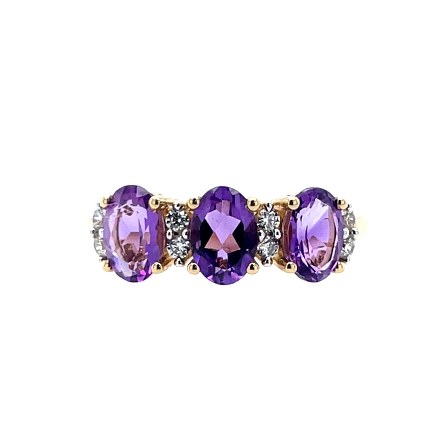 9ct Gold Amethyst & CZ Trilogy Ring GRX250