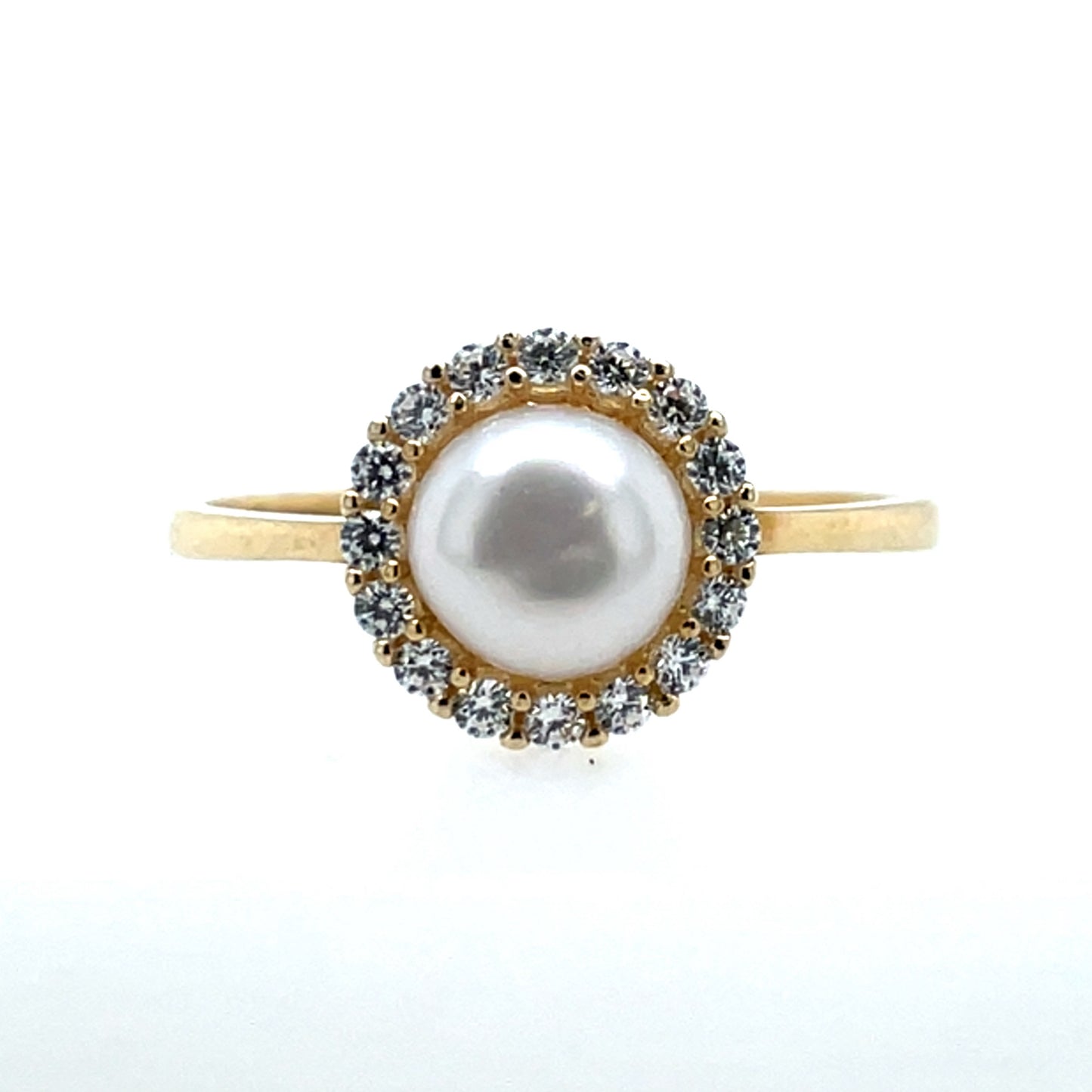 9ct Gold Pearl & CZ Ring GRX261