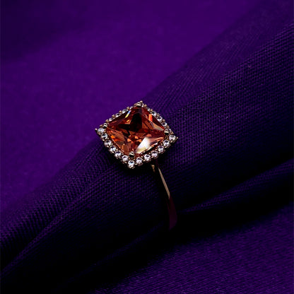 9ct Gold Madeira CZ Cushion Cluster Ring GRX263