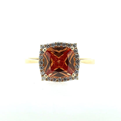 9ct Gold Madeira CZ Cushion Cluster Ring GRX263